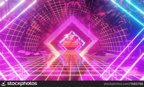 3D illustration Background for advertising and wallpaper in sci fi and retro scene. 3D rendering in decorative concept.
