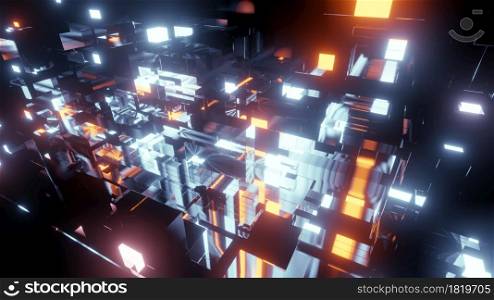 3D illustration Background for advertising and wallpaper in sci fi and technology innovation scene. 3D rendering in decorative concept.