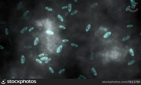 3d illustration - bacteria in pond water