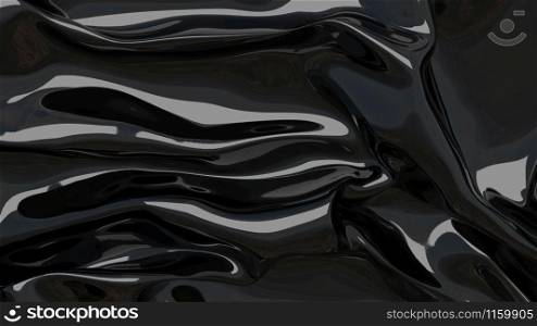 3D Illustration Black Abstract Texture Wavy Material