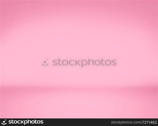 3D Illustration. Blue empty Studio room for product placement or as a design template with wall angle in a full frame view