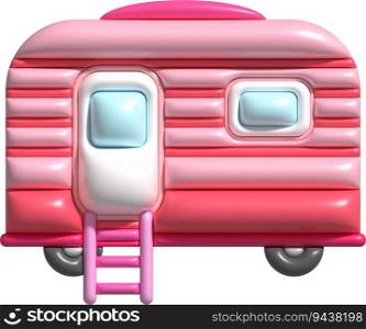 3d illustration camping caravan cars and trailers vehicles of travel caravans for camper.