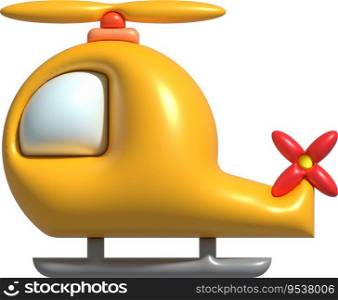 3D illustration childrens toy helicopter.Kids toys minimal style.