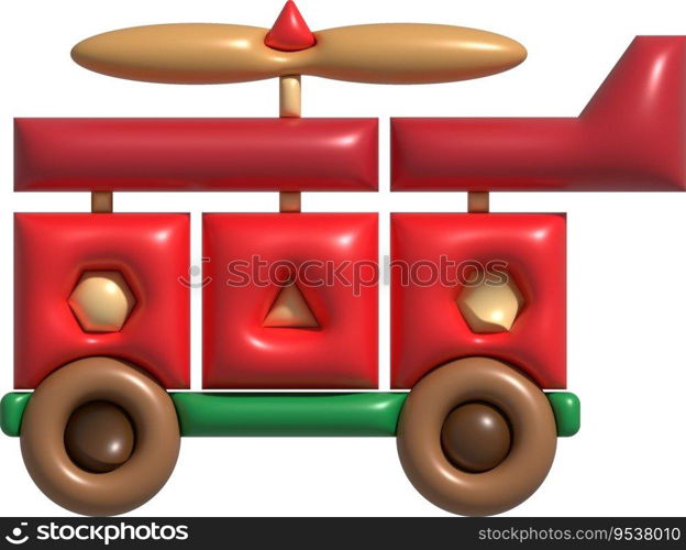 3D illustration childrens toy helicopter.Kids toys minimal style.