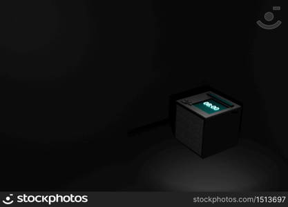 3d illustration clock and radio in the conner high technology