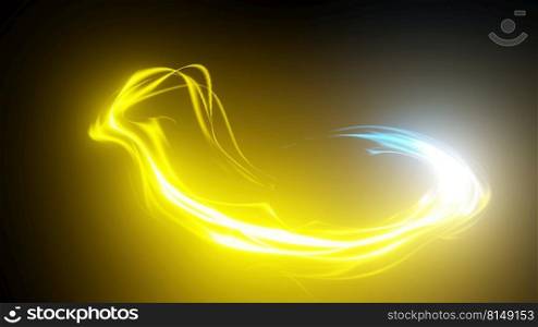 3d illustration - Close-up of abstract  light trail against black background 