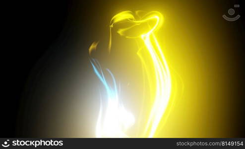 3d illustration - Close-up of abstract  light trail against black background 