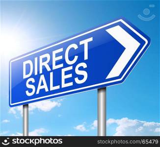 3d Illustration depicting a sign with a direct sales concept.