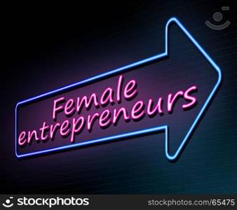 3d Illustration depicting an illuminated neon sign with a female entrepreneurs concept.
