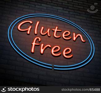 3d Illustration depicting an illuminated neon sign with a gluten free concept.
