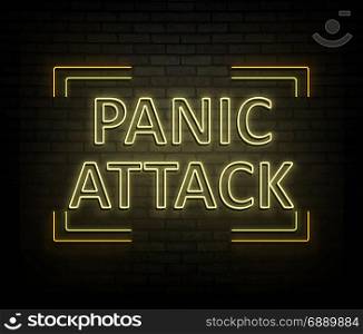3d Illustration depicting an illuminated neon sign with a panic attack concept.
