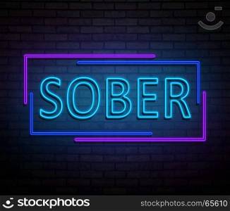 3d Illustration depicting an illuminated neon sign with a sober concept.