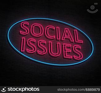 3d Illustration depicting an illuminated neon sign with a social issues concept.