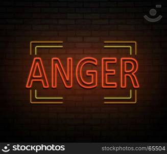 3d Illustration depicting an illuminated neon sign with an anger concept.