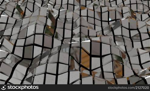 3d illustration - digital polygonal abstract surface . Fluttering flat surface.3d geometric background in modern geometric style low poly