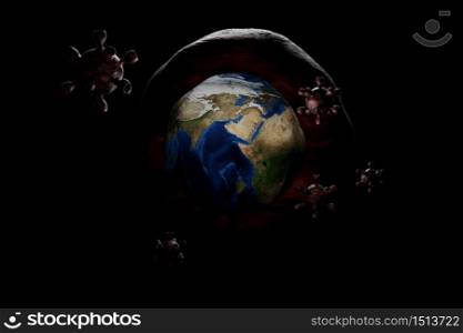 3d illustration earth and dangerous covid19 virus concept health care