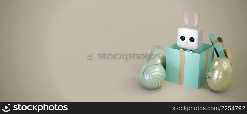 3d illustration. Easter concept. copy space for text . Web banner format