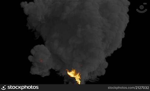 3d illustration - Fire Ball Explosion on black background