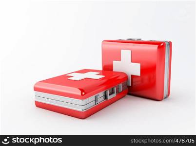 3d illustration. First aid kit on white background. Medical Kit concept.