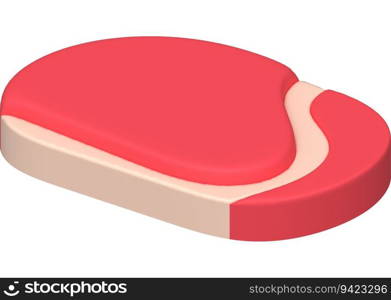 3D illustration. Fresh slices or meat. Marbling of pork or beef tenderloin for steak.