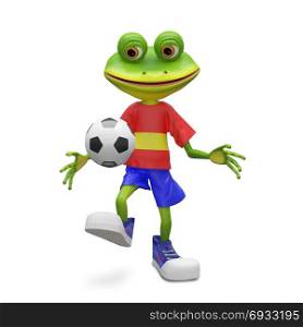 3D Illustration Frog Football Player on a White Background