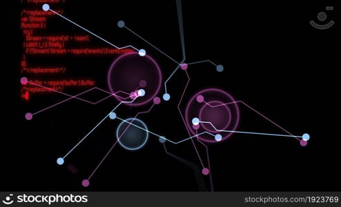 3d illustration - futuristic HUD interface and Hacker code on a computer screen terminal