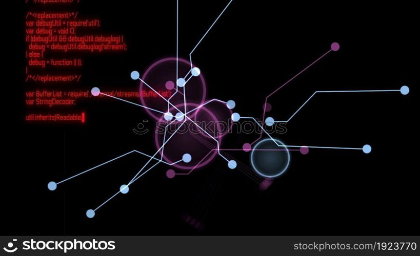 3d illustration - futuristic HUD interface and Hacker code on a computer screen terminal