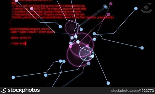 3d illustration - futuristic HUD interface and Hacker code on a computer screen terminal