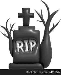3D illustration. Grave for Halloween. RIP. Ancient grave. Halloween elements for design.
