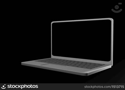 3d illustration gray color computer laptop dark background