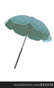 3D Illustration , green striped beach umbrellas on white background. 
