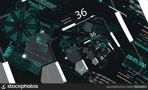 3d illustration - HUD zoom in.Flying through Futuristic technological interface.