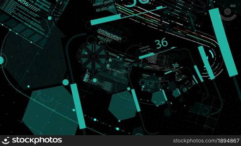 3d illustration - HUD zoom in.Flying through Futuristic technological interface.
