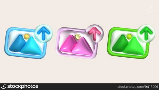 3d illustration icon upload image data data loading symbol