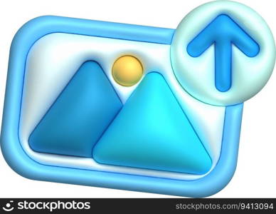 3d illustration icon upload image data data loading symbol.