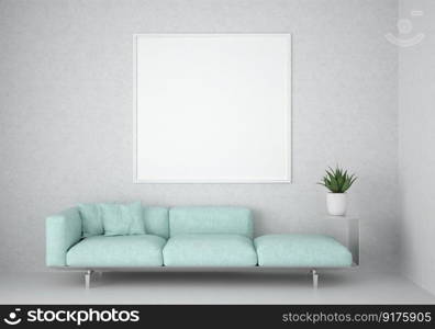 3d illustration interior Modern design minimal style with blank mockup frame on the wall, decoration with modern furniture in living room, 3D rendering