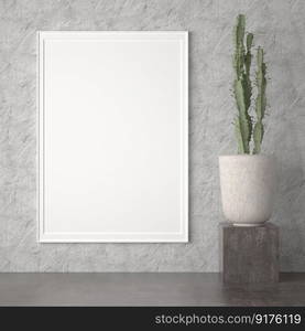 3D illustration interior Modern design minimal style with blank mockup frame on beautiful wall, decorate with modern furniture in hallway, rendering