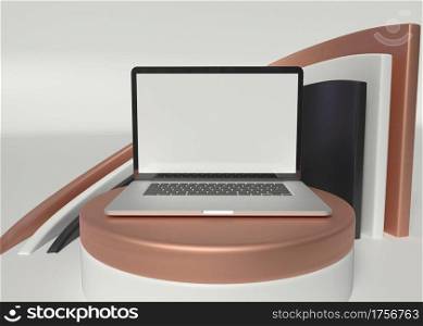 3d illustration. Laptop computer with white screen. Technology concept.