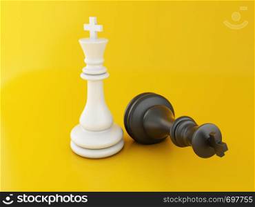 3d illustration. Lost chess piece, Falling chess. Victory and strategy concept.
