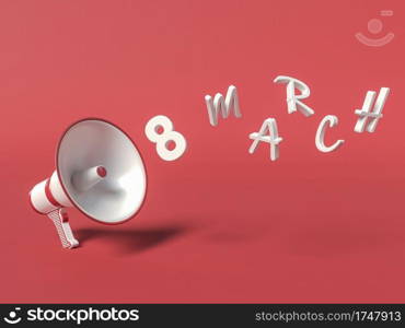 3D illustration, March 8. International women day concept.