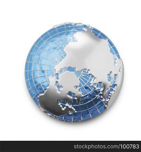 3D Illustration Metal Globe on the White Background