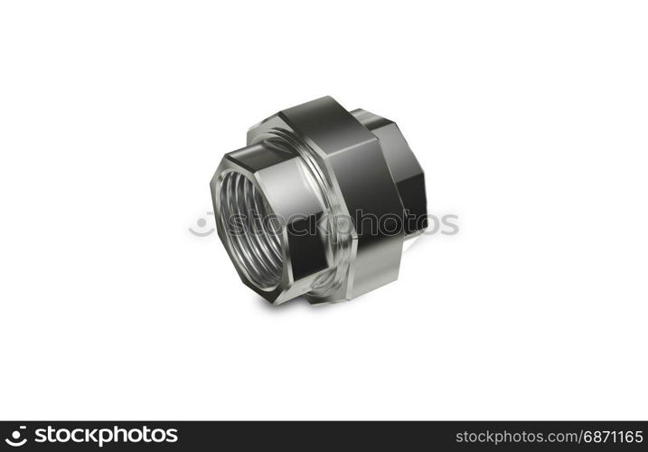 3d illustration Metallic Chrome Plated Industrial Part