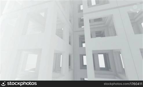 3D illustration - modern white abstract girder construction.