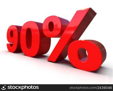 3d Illustration: Ninety 90 Percent Sign, Economic Crisis, Financial Crash, Red 80% Percent Discount 3d Sign on White Background, Special Offer 90% Discount Tag, Sale Up to 90 Percent Off