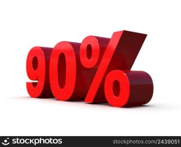 3d Illustration  Ninety 90 Percent Sign, Economic Crisis, Financial Crash, Red 80  Percent Discount 3d Sign on White Background, Special Offer 90  Discount Tag, Sale Up to 90 Percent Off