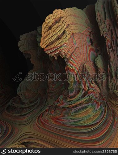 3D Illustration of a Beautiful infinite mathematical mandelbrot set fractal.. Abstract Computer generated Fractal design. 3D Aliens Illustration of a Beautiful infinite mathematical mandelbrot set fractal.