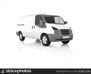 3d illustration of a blank white van