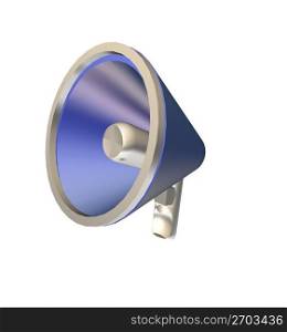 3D illustration of a blue megaphone