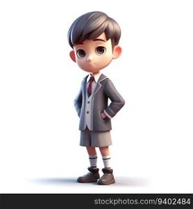 3D Illustration of a boy with a coat and bow tie
