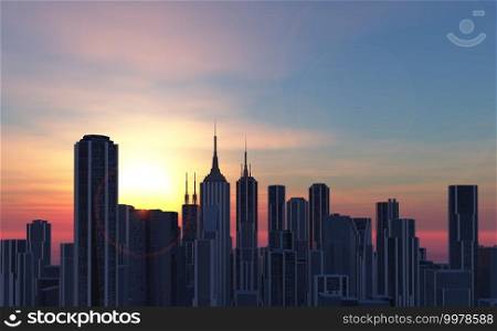 3d illustration of a city skyline